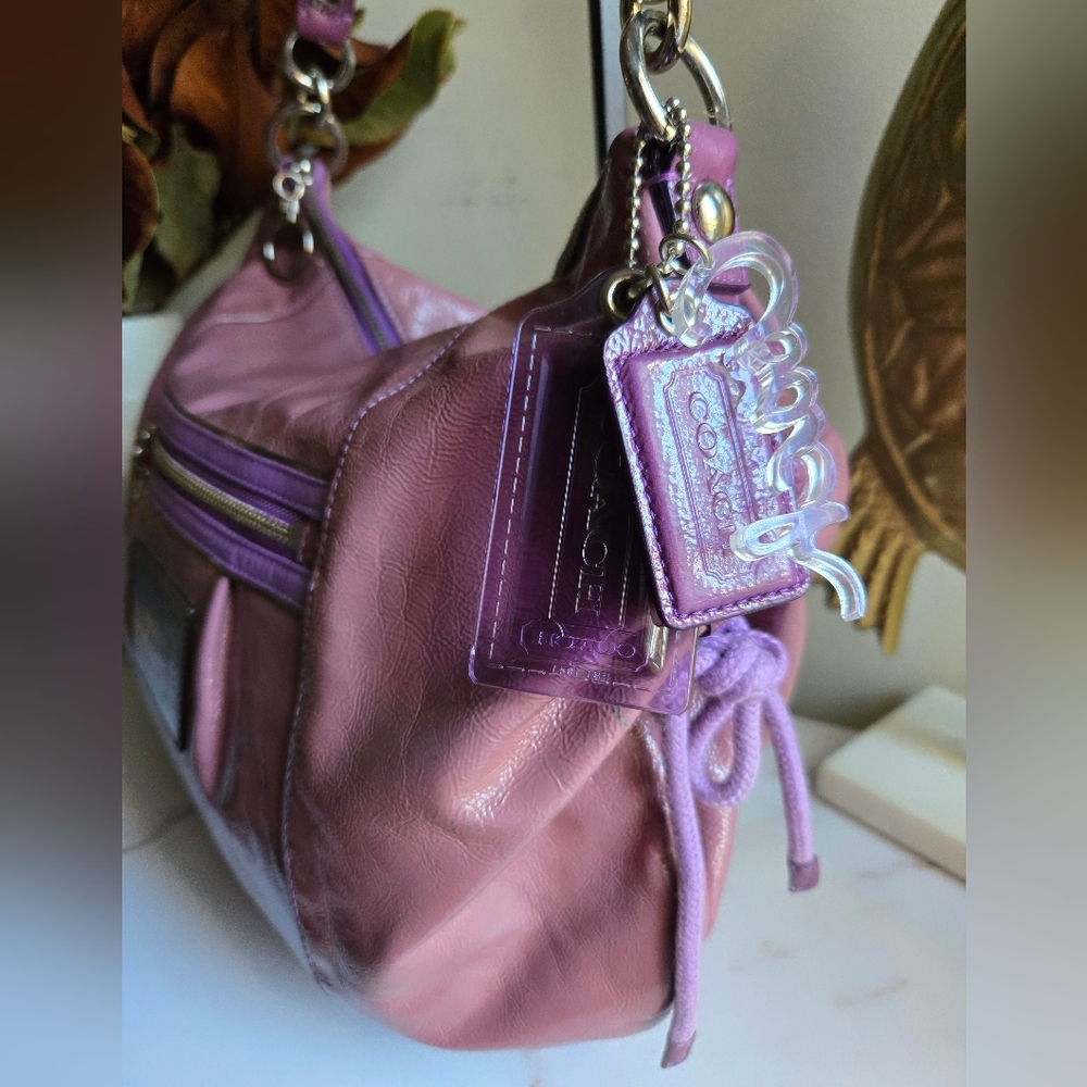 GUC Vintage Coach Poppy Jazzy Pink Patent Leather Shoulder Hobo Bag - Picture 2 of 13